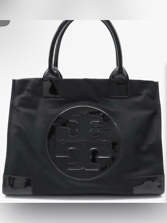 Tory Burch Handbags - Tory Burch EUC Black Patent Logo Ella Tote Bag